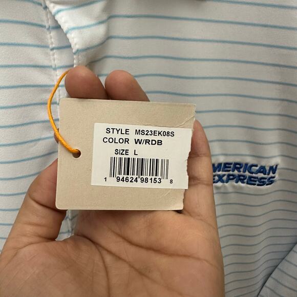 Peter Millar Summer Comfort Striped Polo Shirt American Express Large MS23EK08S - Picture 10 of 14